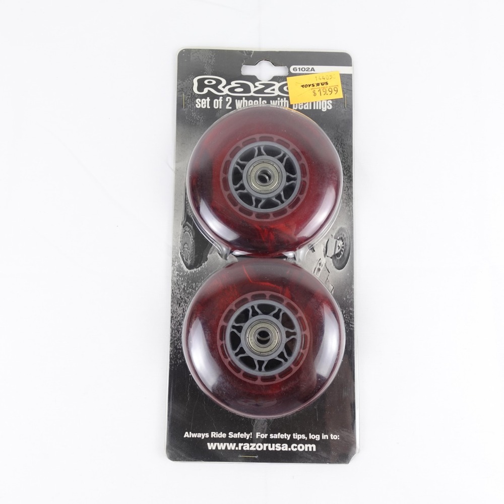 Red Razor Scooter Replacement Set Of Wheels & Bearings 6102A New Old Toys R Us